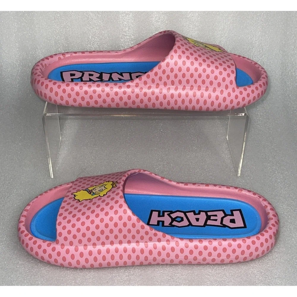 Ground Up Princess Peach Slides Slip On Pink Sandals Super Mario Women's Size 10